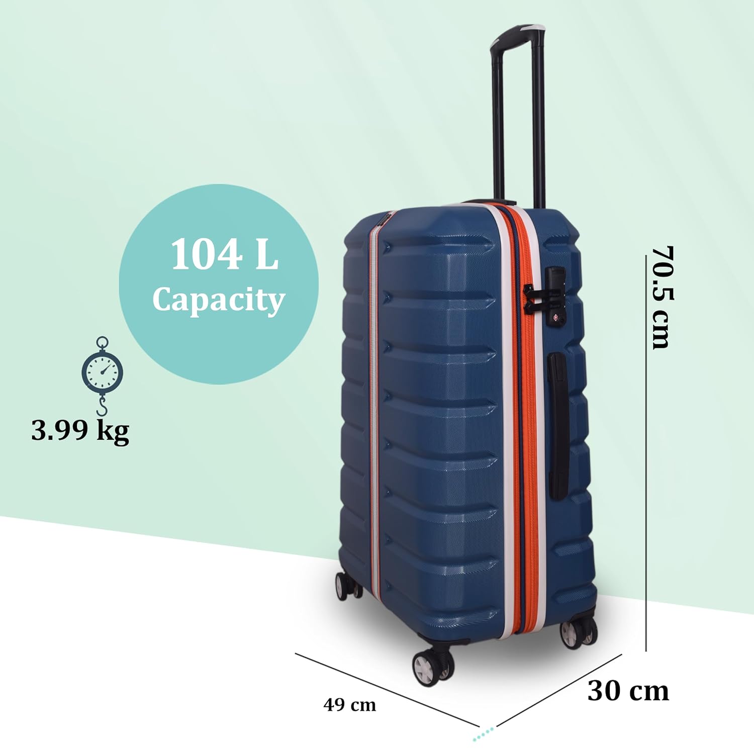 it luggage Intertide Blue Medium-24 inches Expandable Polycarbonate Hard Case Check-in Luggage TSA Lock 8 Wheel Trolley Bag Water Proof Interior Pocket