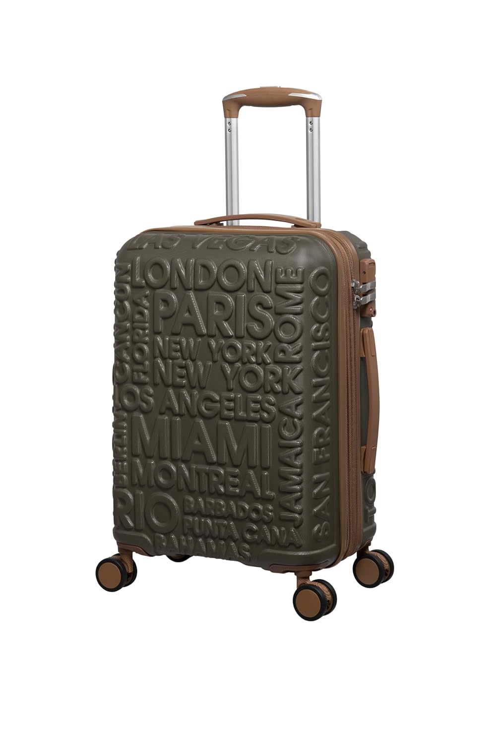 it luggage-Destinations-Dark Olive-Cabin-20 inches-Expandable Hardsided Suitcase Travel Bag 8 Wheel Trolley Bag with TSA Lock & Wet Pouch Inside