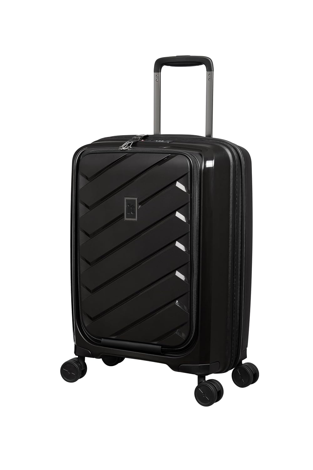 it luggage Influential-Black-Cabin-20 inches with Padded Laptop Section-PP Hardsided Fashion Luggage Trolley 8 Wheel Luggage with TSA Lock-54.5 cm