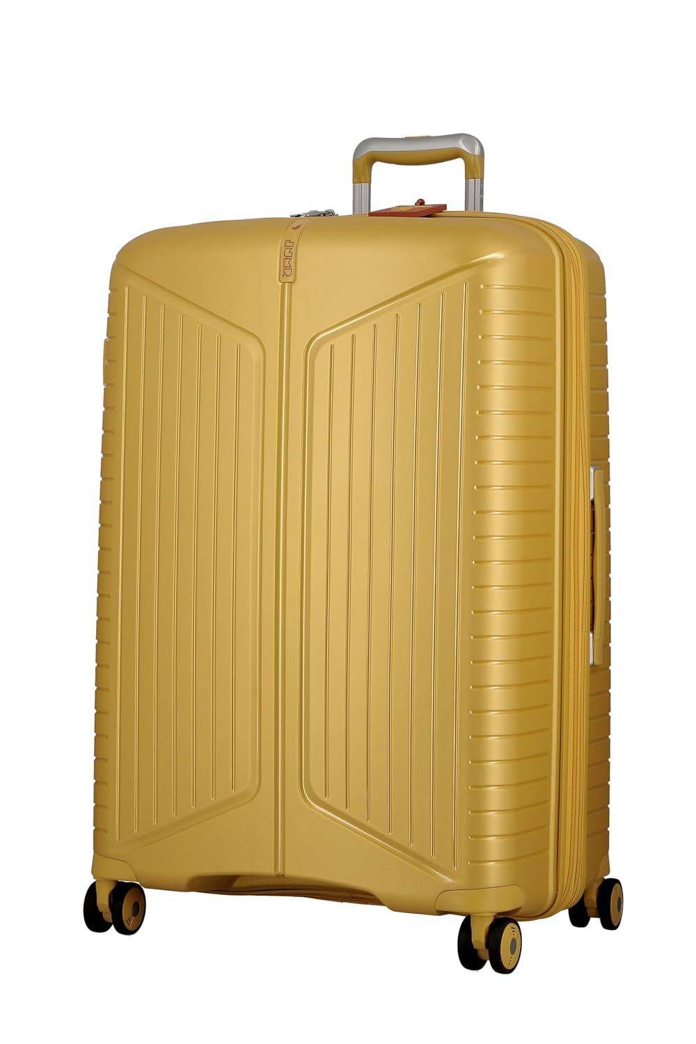 JUMP EVAE- Metallic Yellow-Set of 3-Large, Medium & Cabin-76,66,55cm Expandable Hardsided 8 Wheel Luggage with TSA Lock, Shoe Pouch, Wet Pouch, Laundry Bag and Silicone Name tag
