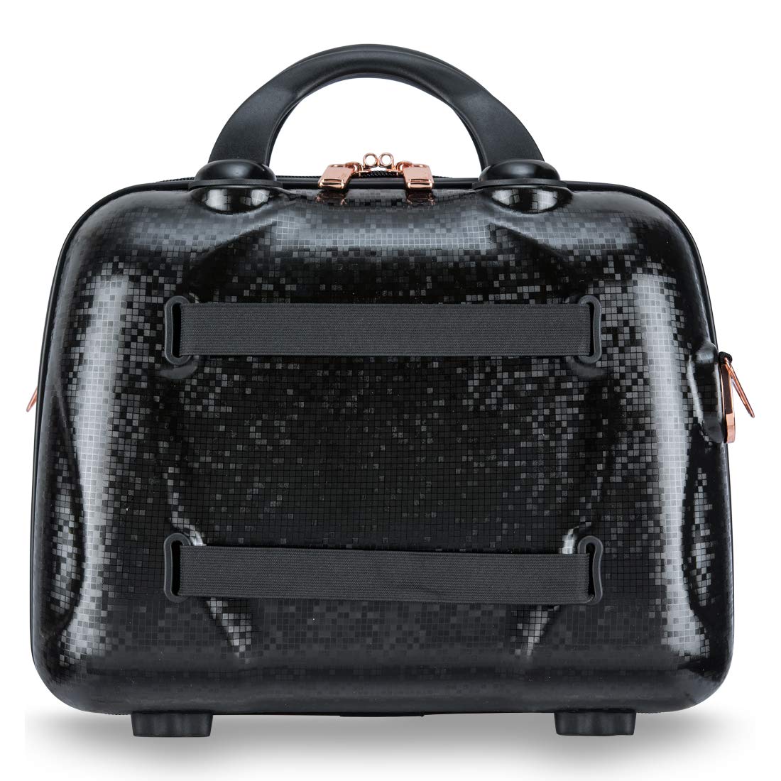 it luggage Handbag for Women Sparkle Polycarbonate Hardsided Vanity Case for Women 13.8 inches Cosmetic Box 35cm (Black)