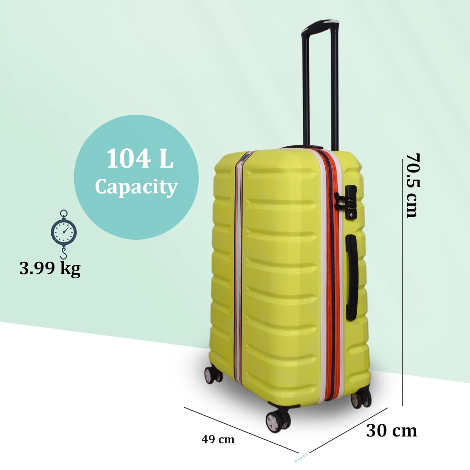 it luggage Intertide Lime Green Set of 2- Medium & Cabin -24 & 20 inches Expandable Polycarbonate Hard Case Check-in & Carry on Luggage TSA Lock 8 Wheel Trolley Bag Water Proof Interior Pocket