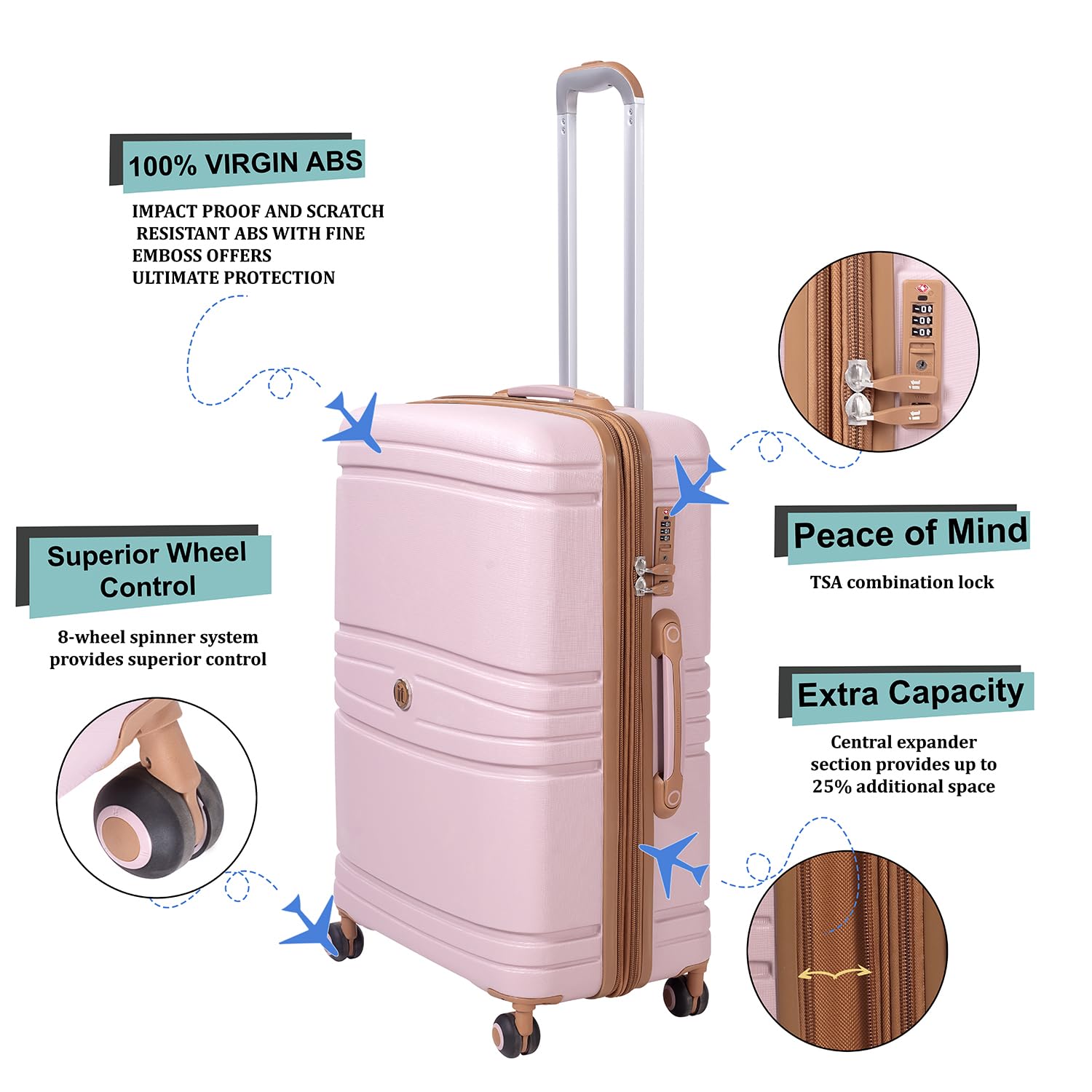 it luggage-Quintessential-Mauve Pink-Cabin 20 inches Expandable Hard Case Beautiful Interior with Wet Pouch Carry-on Luggage 8 Wheel Trolley Bag