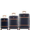 JUMP Cassis Riviera-Navy Blue-Set of 3-Large, Medium, Cabin-77,66,55 cm Eco Responsible Expandable Hardsided 8 Wheel Luggage with TSA Lock, Anti-Theft Zipper, Name Tag and Luxury Bag Cover