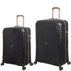 it luggage-Glitzy-Black-Set of 2-Large & Medium-28 & 24 inches Expandable Hard case Check-in Luggage Beautiful Interior 8 Wheel Trolley Bag with TSA Lock & Wet Pouch Inside
