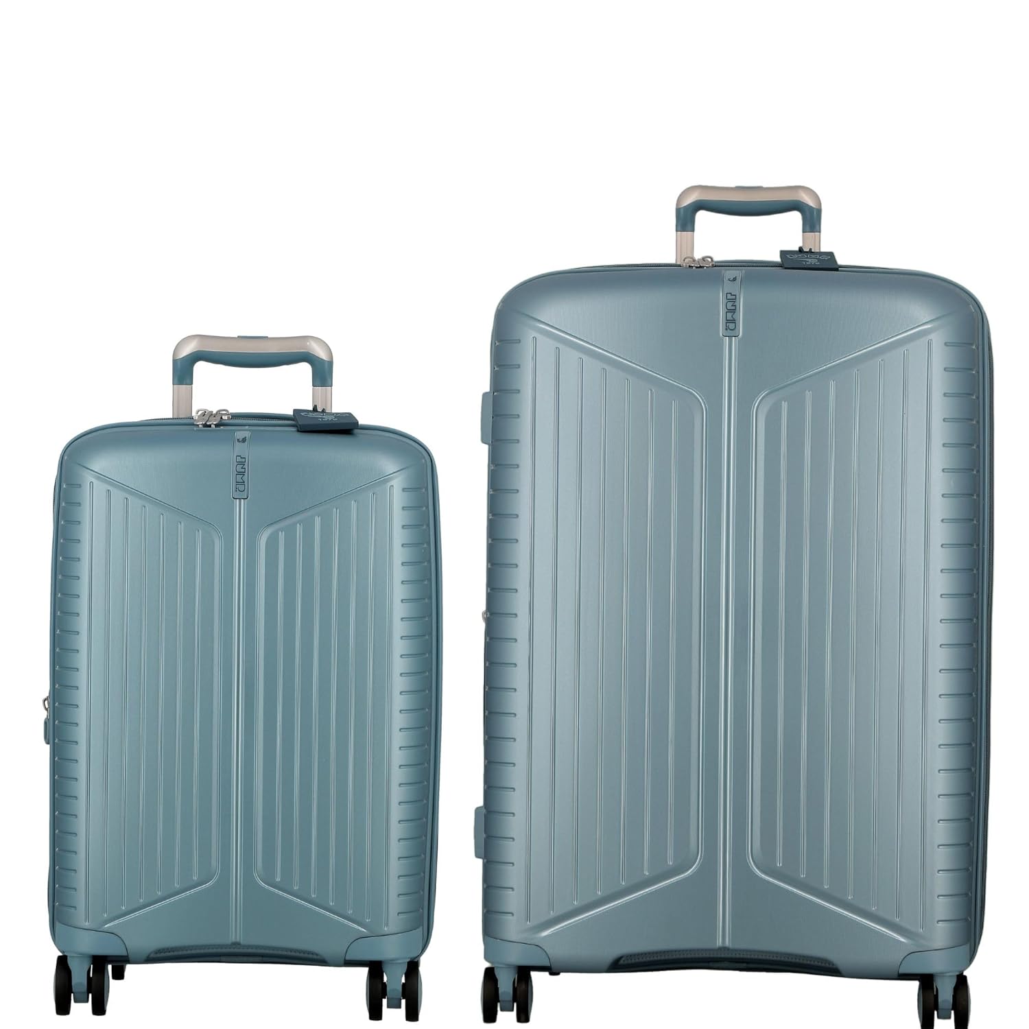 JUMP EVAE- Light Blue-Set of 2-Large & Cabin-66,55cm Expandable Hardsided 8 Wheel Luggage with TSA Lock, Shoe Pouch, Wet Pouch, Laundry Bag and Silicone Name tag