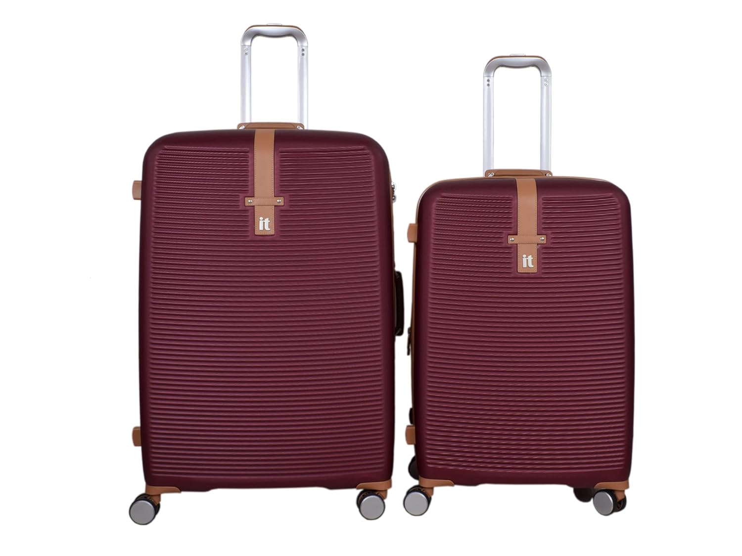it luggage Shoreside Burgundy-Set of 2-Large, Cabin-28 & 20 inches Expandable Cabin & Check-in Luggage with Wet Pouch Inside Hard Case Beautiful Interior 8 Wheel Trolley Bag