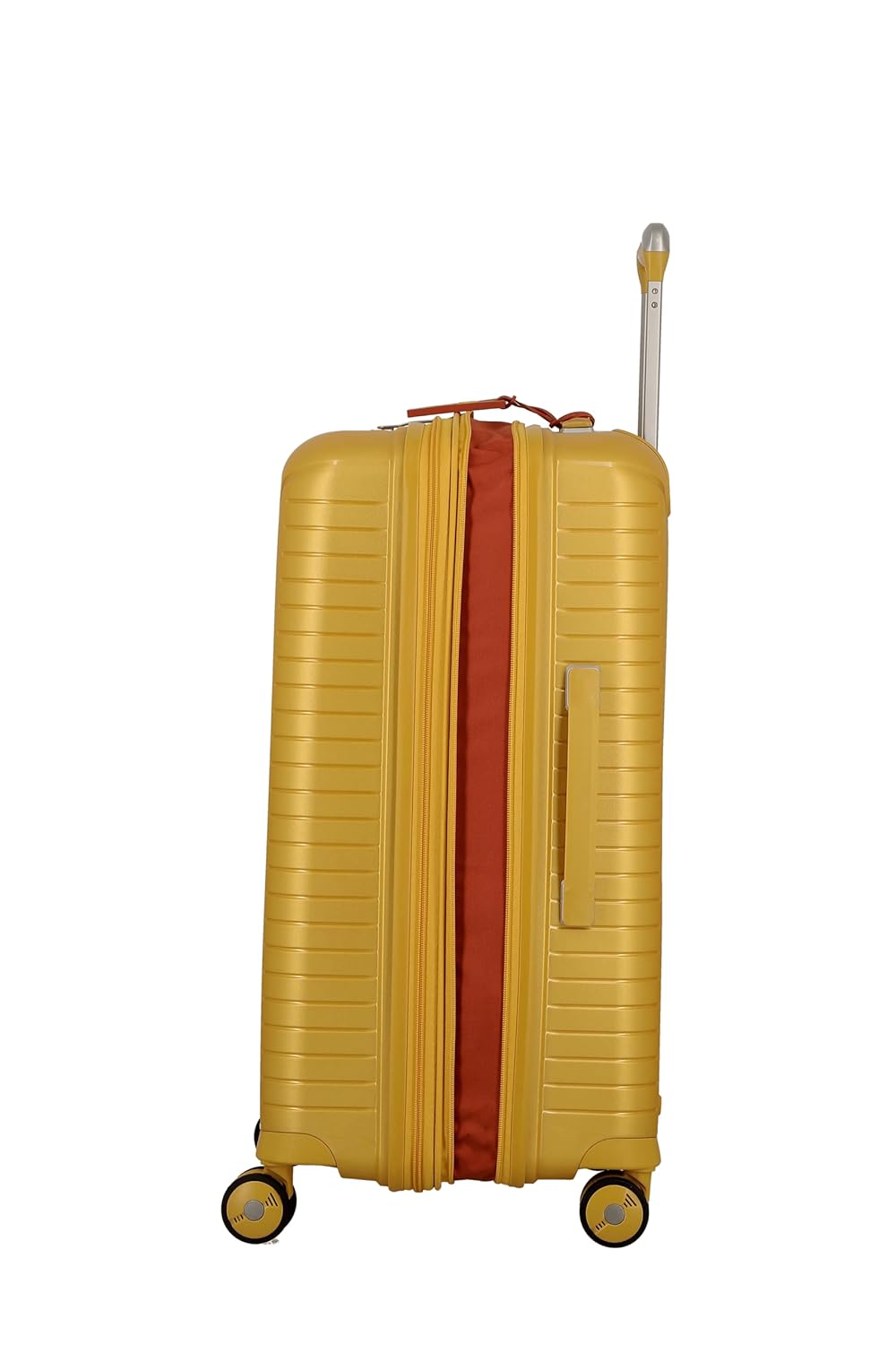 JUMP EVAE EV28 Metallic Yellow-Large-76cm Expandable Hardsided 8 Wheel Luggaage with TSA Lock, Shoe Pouch, Wet Pouch, Laundry Bag and Silicone Name tag