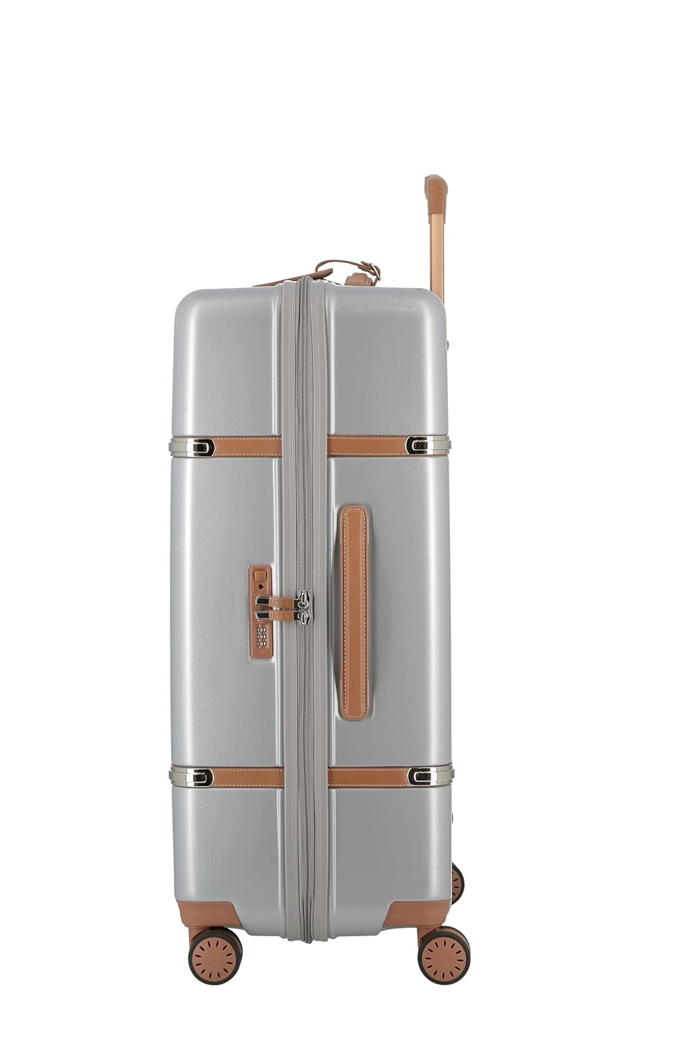 Cassis Riviera-Silver-Set of 2-Large, Cabin-77,55cm Eco Responsible Expandable Hardsided 8 Wheel Luggage with TSA Lock, Anti-Theft Zipper, Name Tag and Luxury Bag Cover