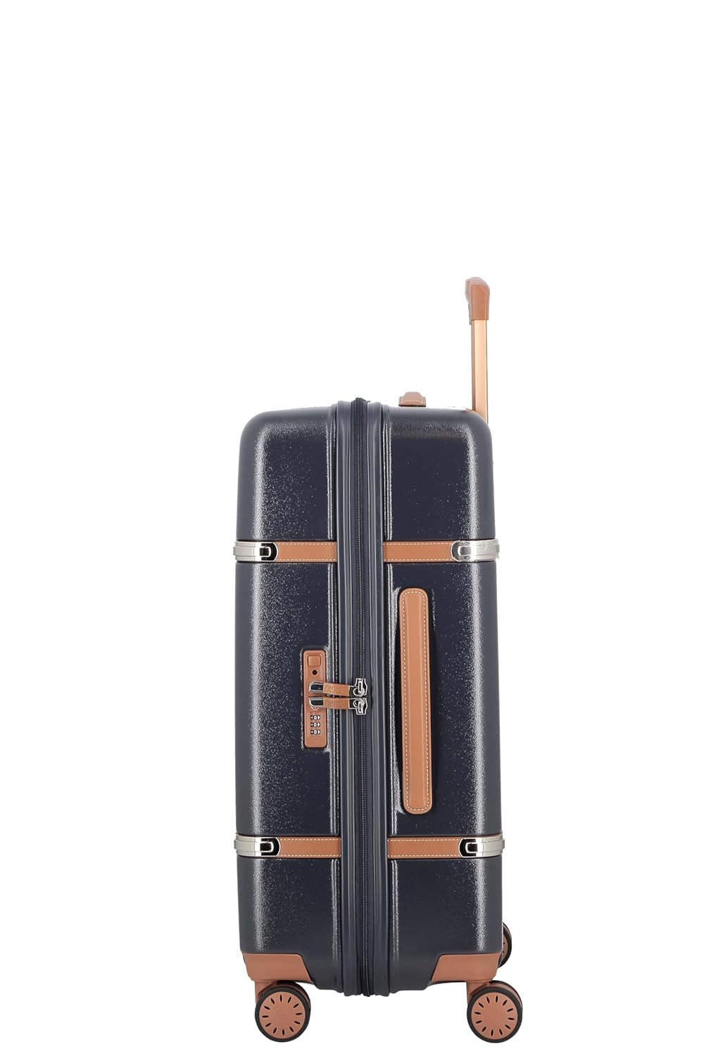 Cassis Riviera-Navy Blue-Medium-66 cm Eco Responsible Expandable Hardsided 8 Wheel Luggage with TSA Lock, Anti-Theft Zipper,Name Tag and Luxury Bag Cover