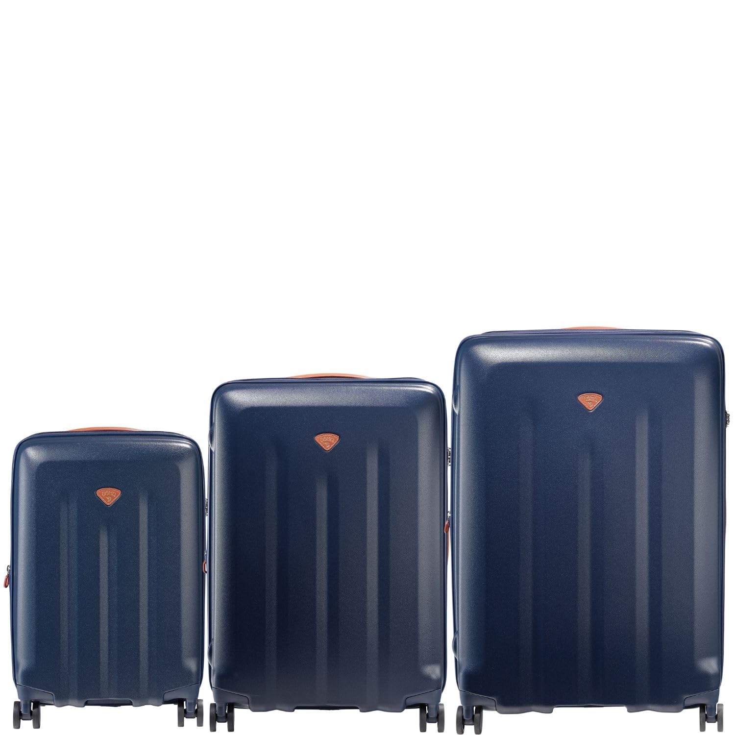 Uppsala Rigid-Navy Blue-Set of 3-Large, Medium & Cabin-76, 69,55 cm Expandable Hardsided 8 Wheel Luggage with TSA Lock, Anti-Theft Zipper, Name Tag and Luggage Cover