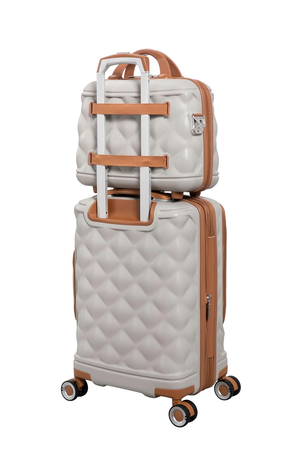 it luggage Indulging Light Grey-Set of 4-11,20,24,28 inches Vanity Cabin with Padded Laptop Section Expandable Hard Case Beautiful Interior 8 Wheel Trolley Bag