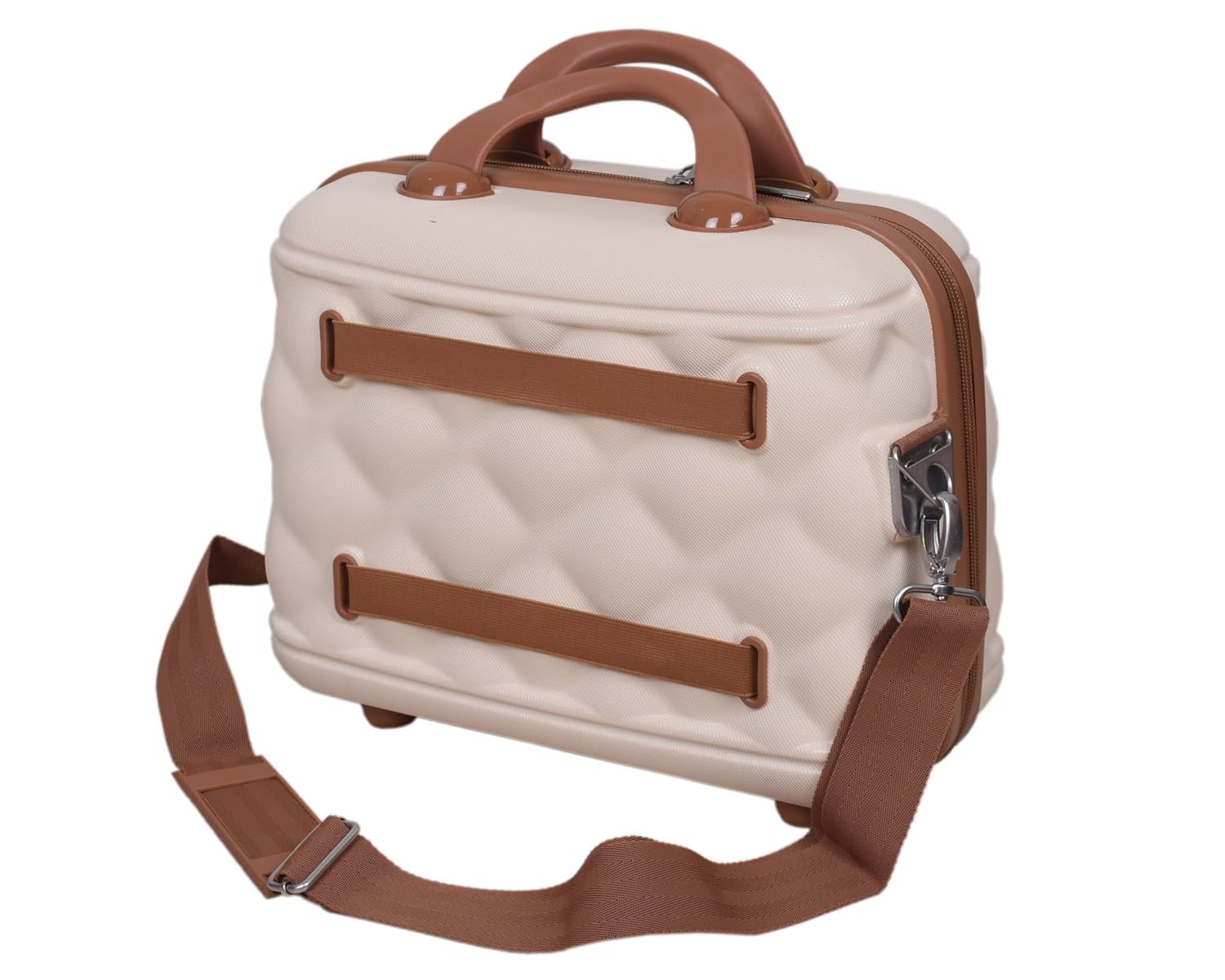 it luggage- Vanity Case-Indulging Cream with Tan trimmings Beautiful Interior Hand bag Cosmetic box Hardsided 30cms