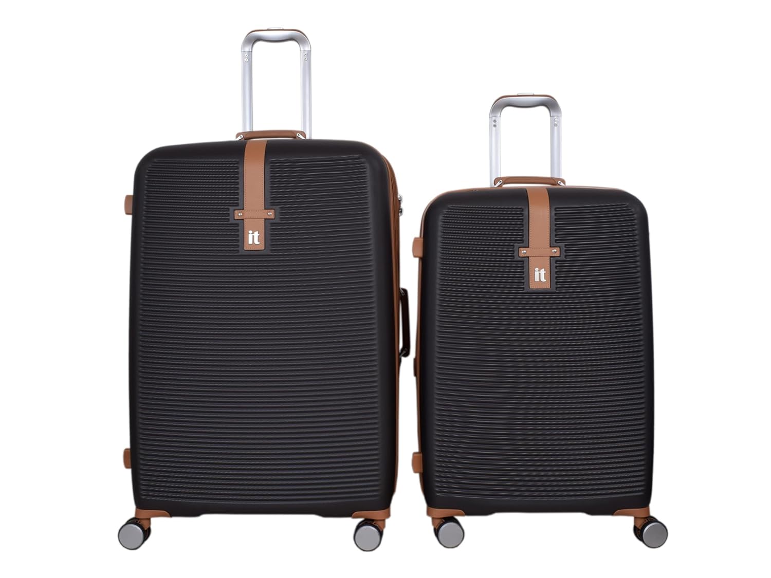 it luggage Shoreside Coffee Brown-Set of 2-Large, Medium-28 & 24 inches Expandable Check-in Luggage with Wet Pouch Inside Hard Case Beautiful Interior 8 Wheel Trolley Bag
