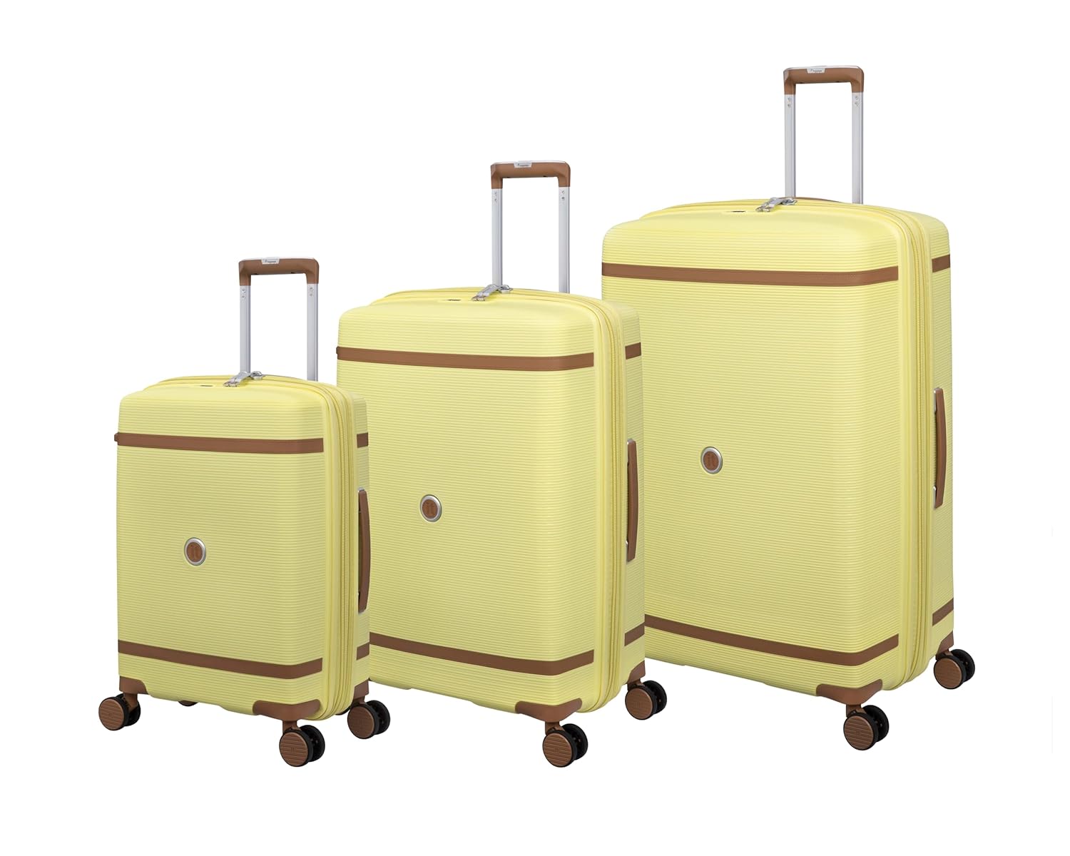 it luggage Illustrious Soft Yellow-Set of 3-Large, Medium, Cabin-28,24 & 20 inches Expandable Check-in Luggage Hard Case Beautiful Interior 8 Wheel Trolley Bag