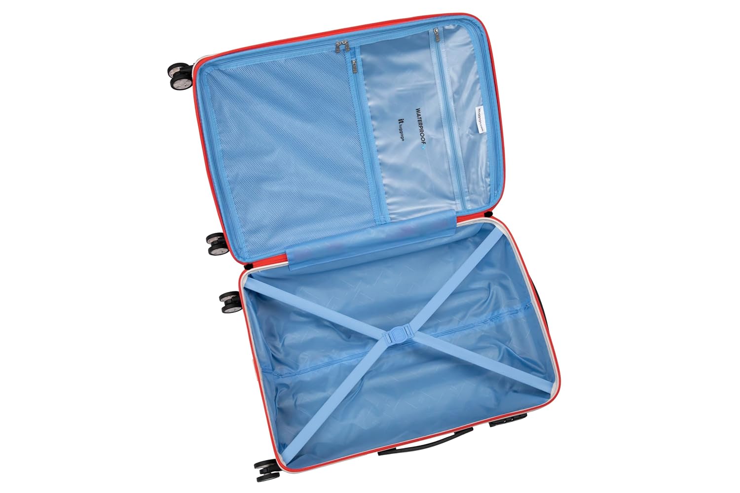 it luggage Intertide Blue Set of 3-Large, Medium & Cabin-28, 24 & 20 inches Expandable Polycarbonate Hard Case Carry on & Check-in Luggage TSA Lock 8 Wheel Trolley Bag Water Proof Interior Pocket