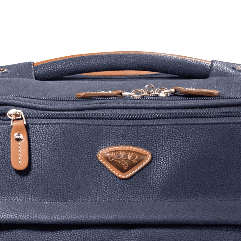 JUMP Uppsala Trolley Bag-Navy Blue-Cabin-20 inches Expandable Polysuede Material with Leather Trimmings Softsided Carry-on 8 Wheels Travel Bag Fashion Bag for Men and Women