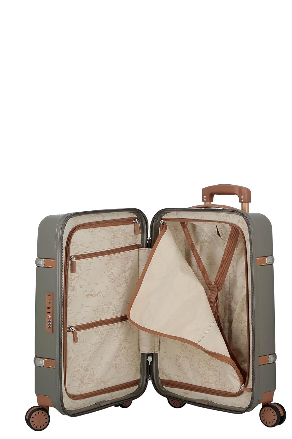 Cassis Riviera-Khaki-Set of 3-Large, Medium & Cabin-77, 66,55 cm Eco Responsible Expandable Hardsided 8 Wheel Luggage with TSA Lock, Anti-Theft Zipper, Name Tag and Luxury Bag Cover