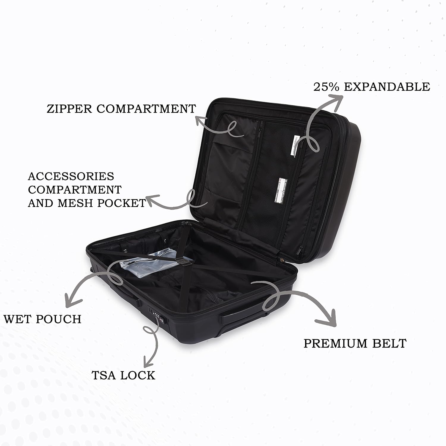 it luggage Momentous Black Set of 2-24 & 20 inches Cabin with Padded Laptop Section & Medium Expandable Polypropylene Hardsided with TSA Lock & Wet Pouch Inside 8 Wheel Trolley Bag