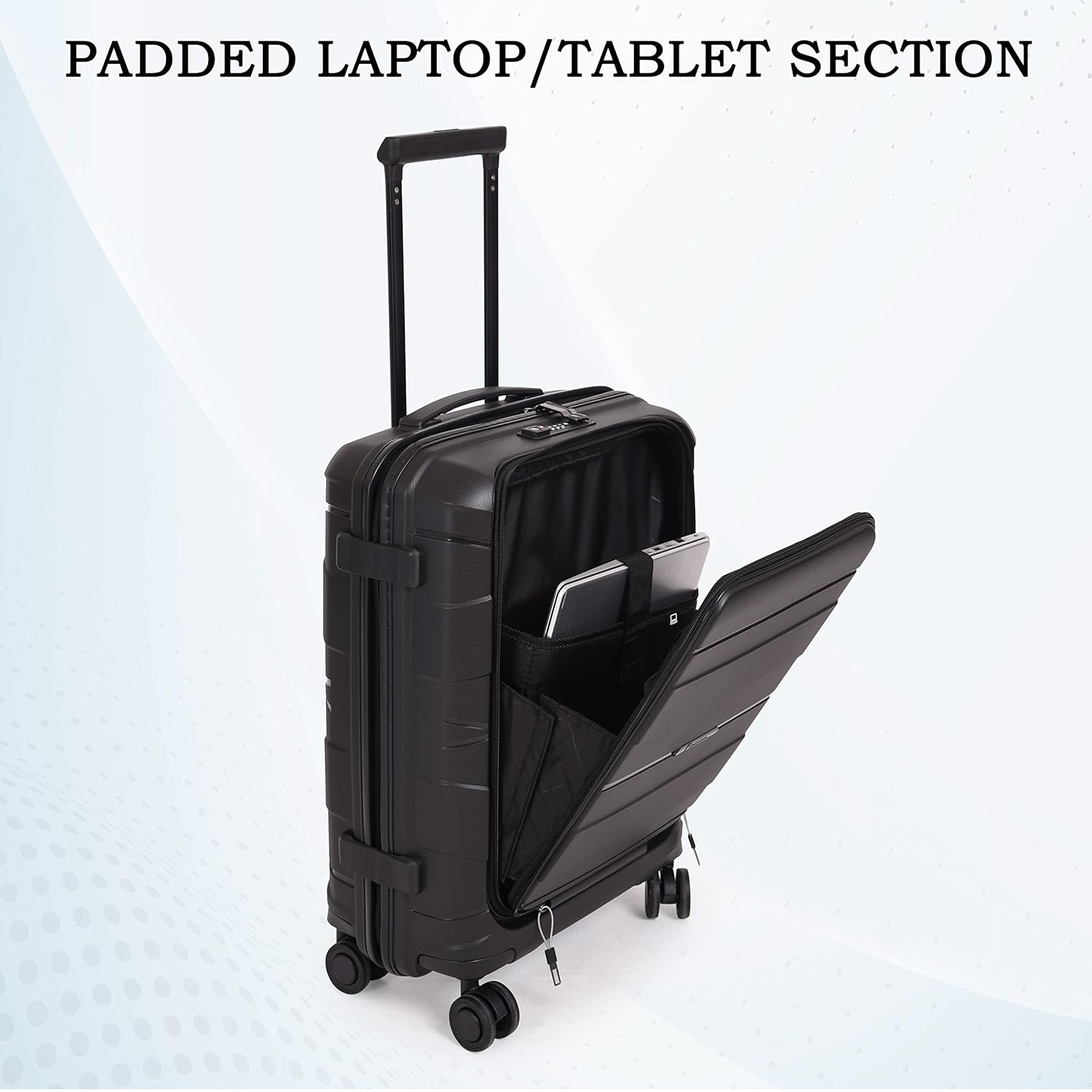 it luggage Momentous Black Set of 2-24 & 20 inches Cabin with Padded Laptop Section & Medium Expandable Polypropylene Hardsided with TSA Lock & Wet Pouch Inside 8 Wheel Trolley Bag