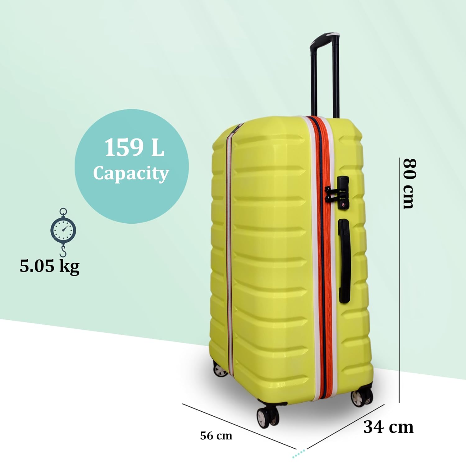 it luggage Intertide Lime Green Set of 3-Large,Medium,Cabin-28,24 & 20 inches Expandable Polycarbonate Hard Case Carry on & Check-in Luggage TSA Lock 8 Wheel Trolley Bag Water Proof Interior Pocket