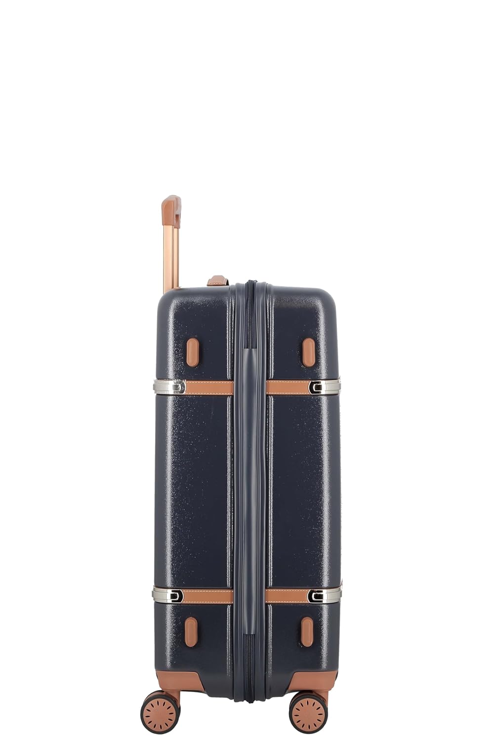 Cassis Riviera-Navy Blue-Medium-66 cm Eco Responsible Expandable Hardsided 8 Wheel Luggage with TSA Lock, Anti-Theft Zipper,Name Tag and Luxury Bag Cover