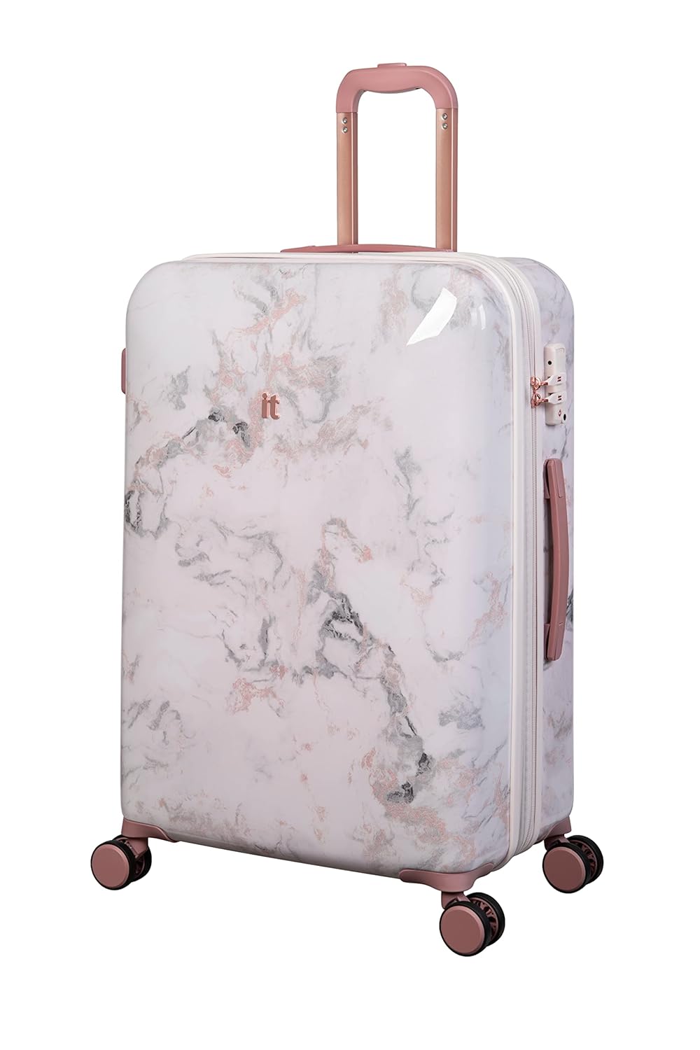 it luggage Sheen -Marmo Rose-Marble Effect Medium-24 inches Polycarbonate Hardsided Suitcase Travel Bag 8 Wheel Trolley Bag with TSA Lock-70 cm