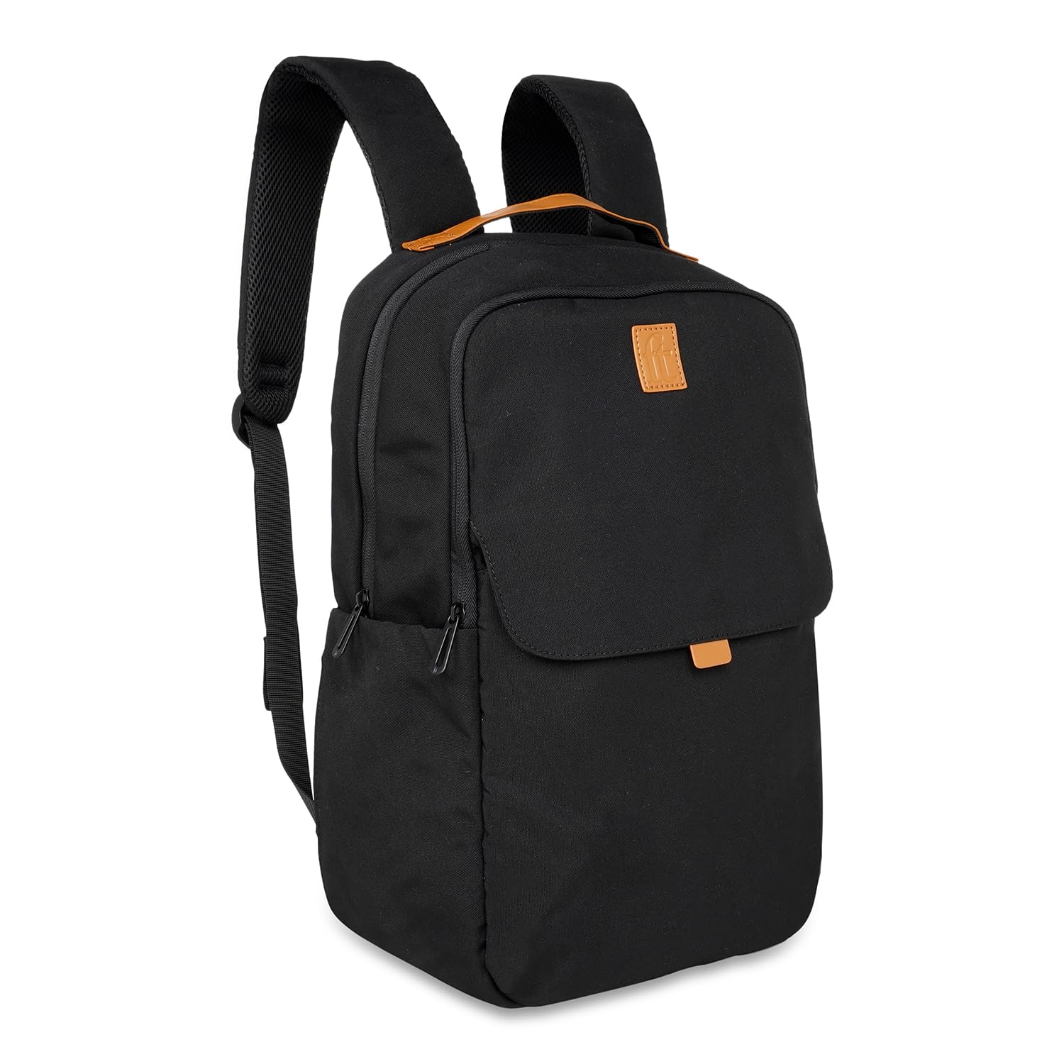 ft Backpack Daily Black with Vegan Leather Trimmings Eco Responsible with 2 main compartments Padded Laptop & Ipad section, Organizer, Premium Key holder Fashion Backpack for Men and Women