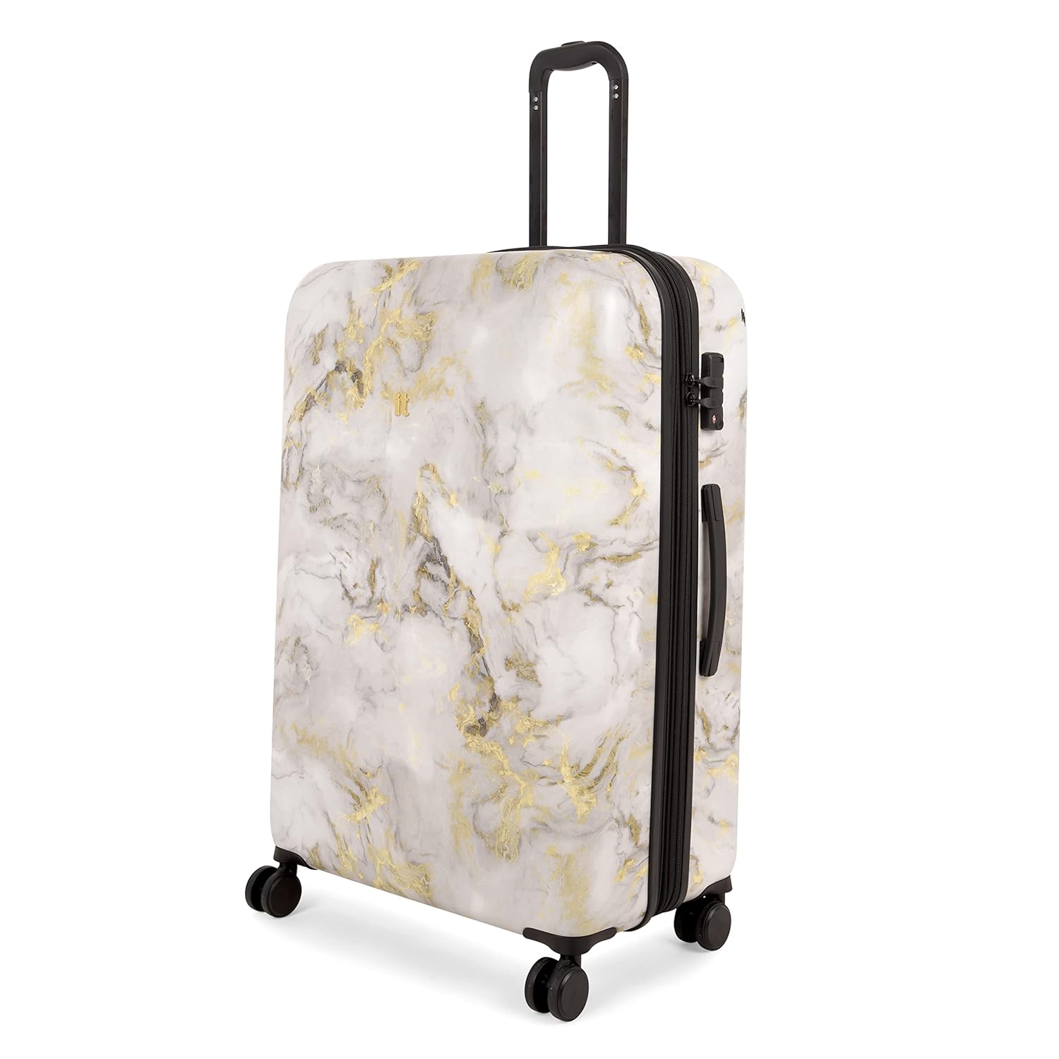 it luggage Sheen -Gold Grey Scale-Marble Effect Large-28 inches Expandable Polycarbonate Hardsided Suitcase Travel Bag 8 Wheel Trolley-80cm