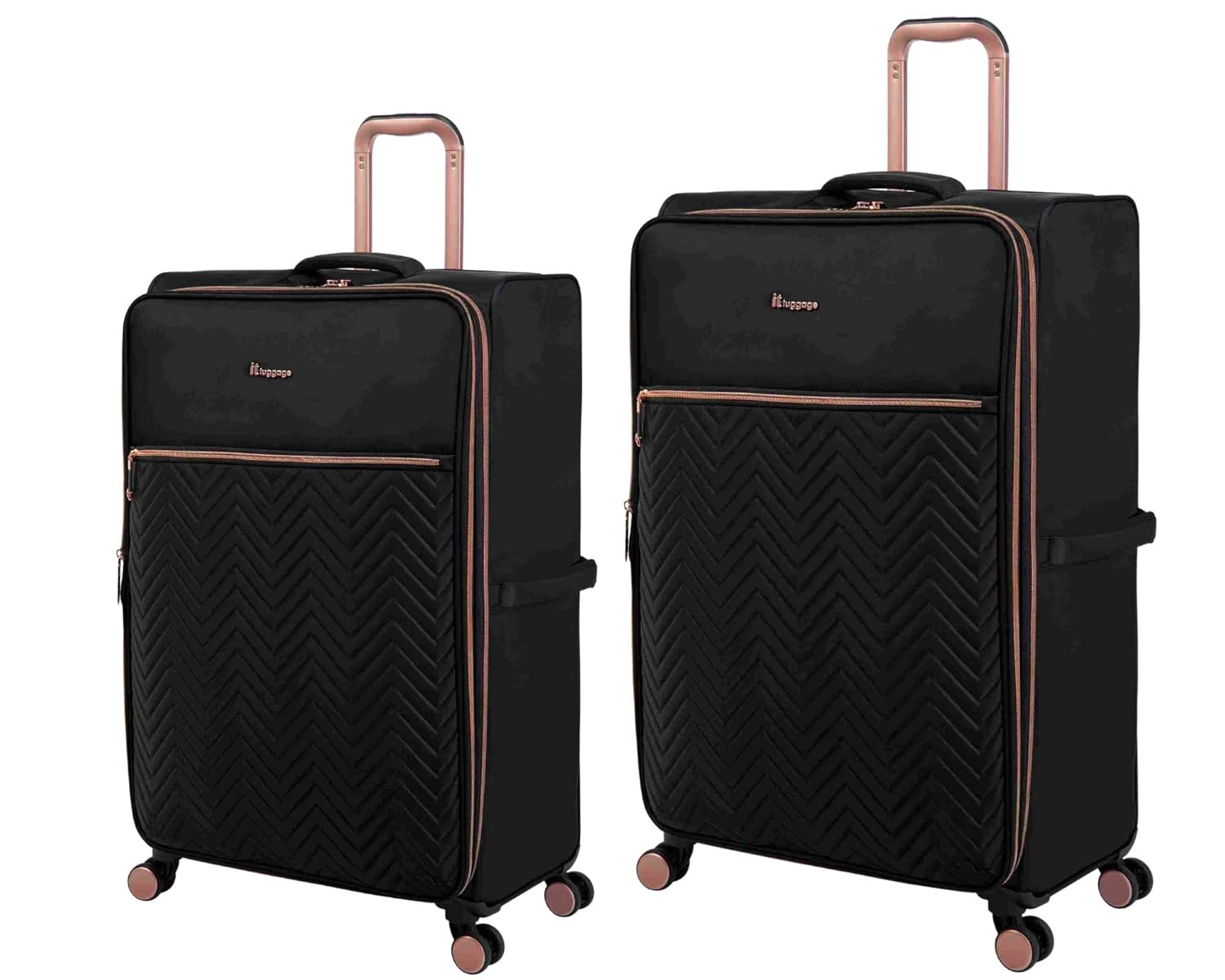 it luggage Bewitching-Black-Set of 2-Large & Medium-28,24 inches -Expandable Soft case 8 Wheel Trolley Bag with Shoe Pouch & Wet Pouch Cabin & Check-in Luggage-81cm,71cm