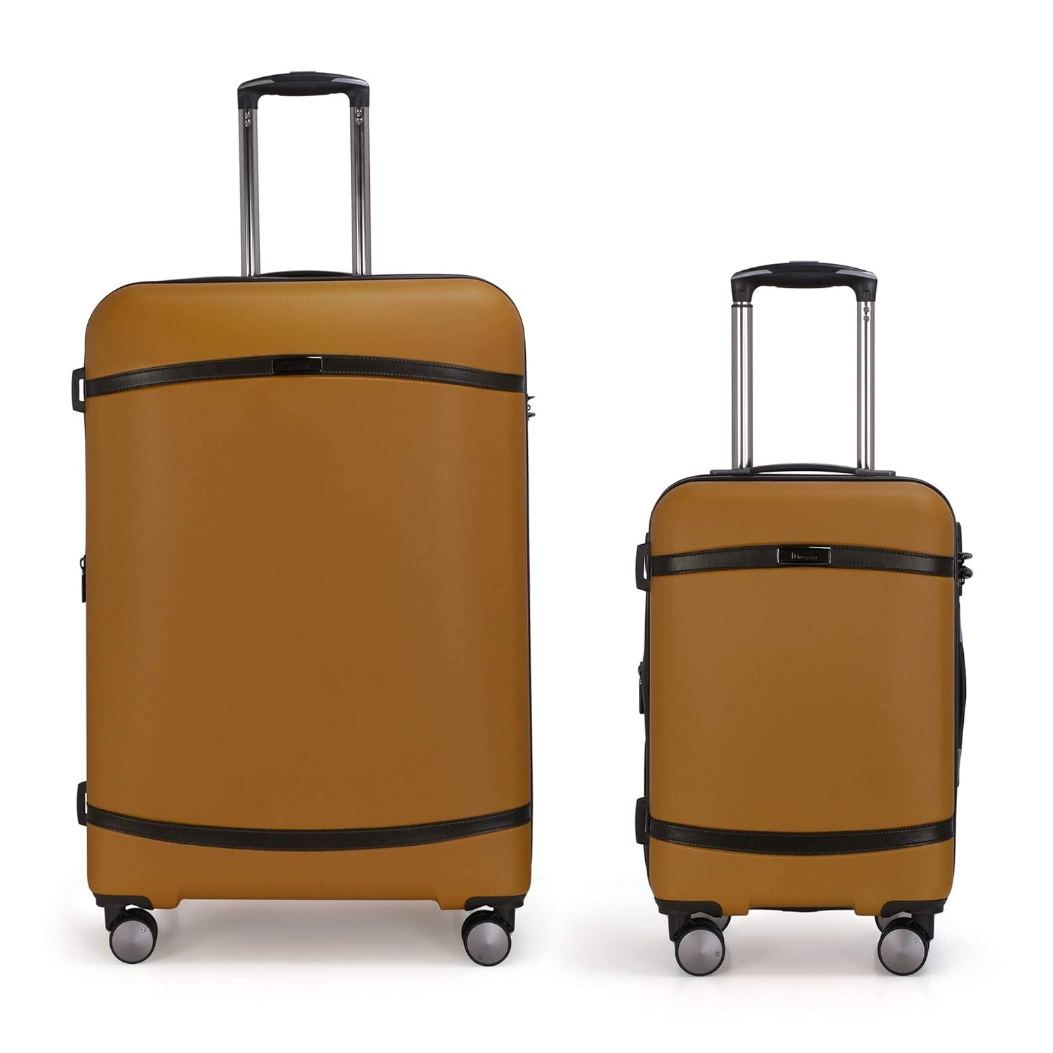 it luggage Quaint Advent Dark Brown with Brown Trimmings Set of 2- Large,Cabin-28,20 inches Expandable Hardsided Travel Bag with Wet Pouch,TSA Lock and Shoe Pouch 8 Wheel Luggage Trolley