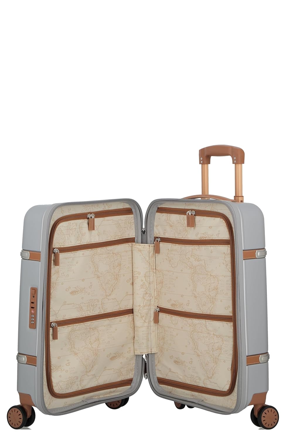 Cassis Riviera-Silver-Set of 2-Large, Cabin-77,55cm Eco Responsible Expandable Hardsided 8 Wheel Luggage with TSA Lock, Anti-Theft Zipper, Name Tag and Luxury Bag Cover