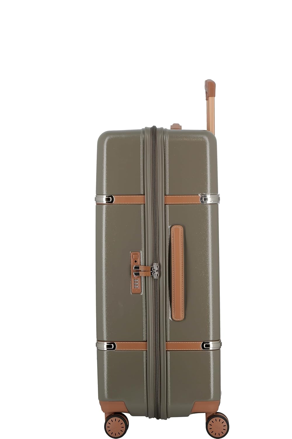 Cassis Riviera-Khaki-Set of 3-Large, Medium & Cabin-77, 66,55 cm Eco Responsible Expandable Hardsided 8 Wheel Luggage with TSA Lock, Anti-Theft Zipper, Name Tag and Luxury Bag Cover