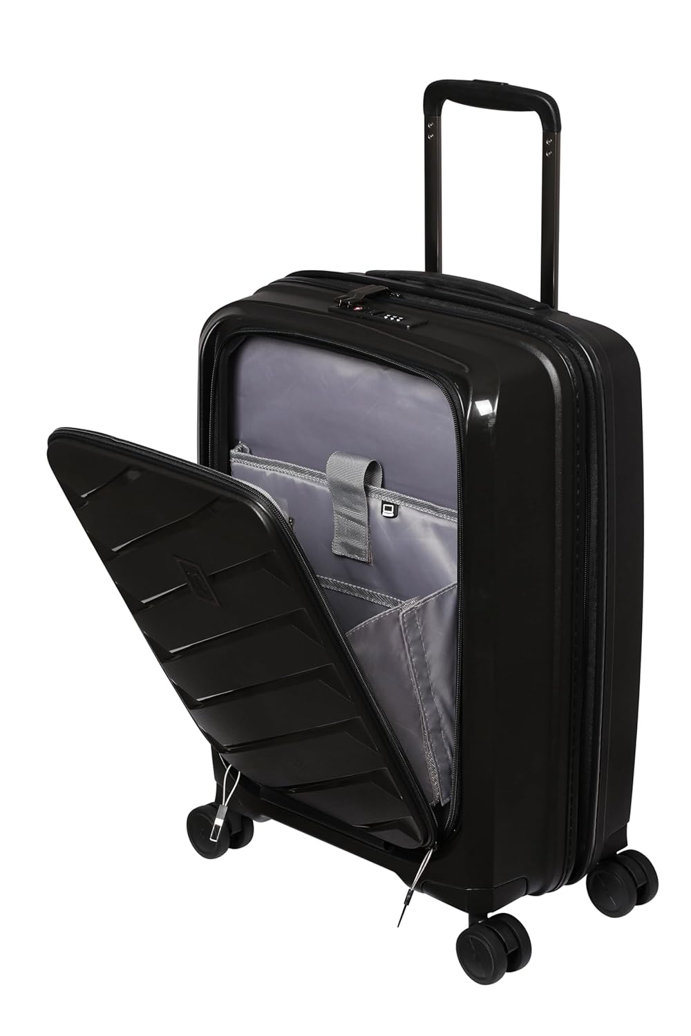 it luggage Influential-Black-Cabin-20 inches with Padded Laptop Section-PP Hardsided Fashion Luggage Trolley 8 Wheel Luggage with TSA Lock-54.5 cm