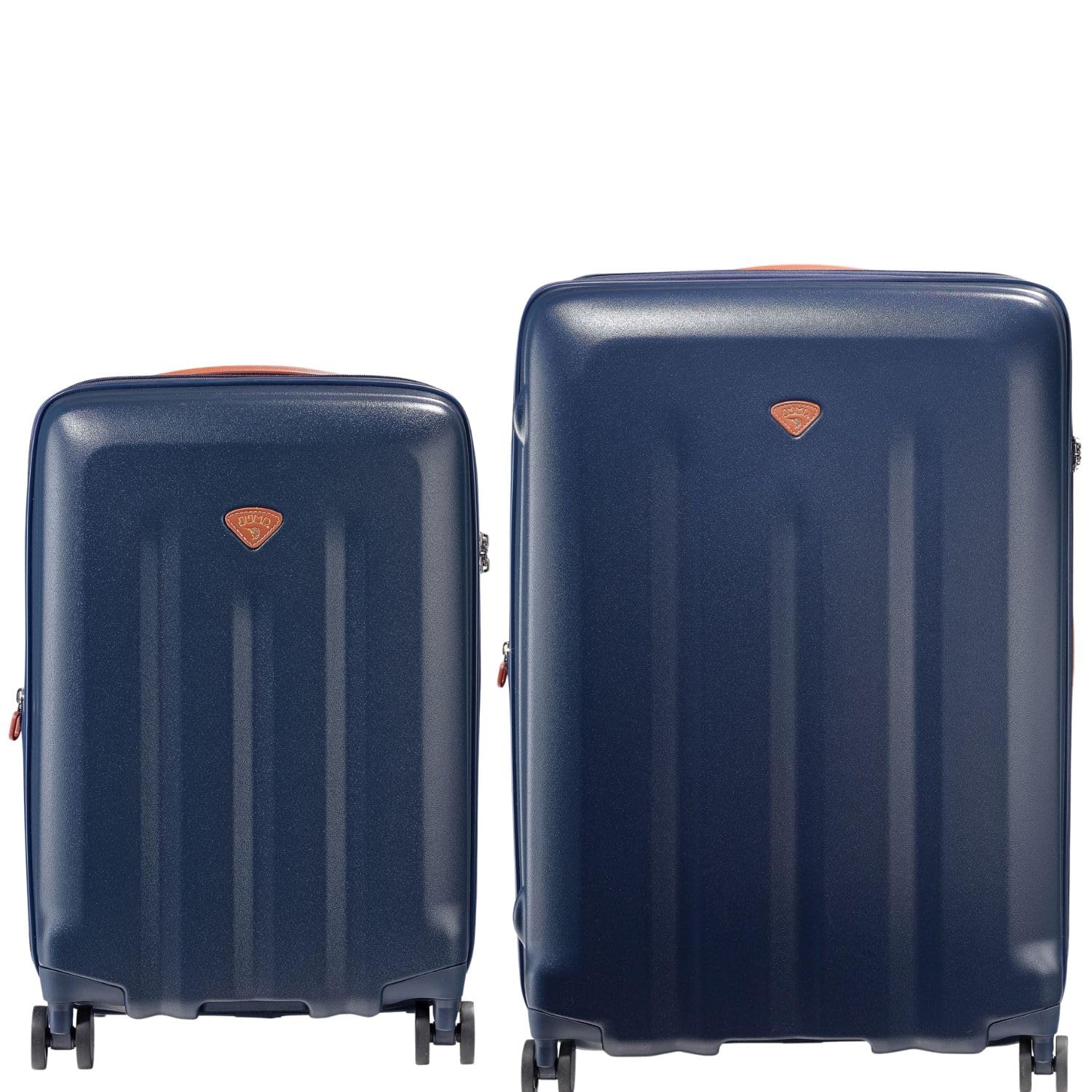 Uppsala Rigid-Navy Blue-Set of 2-Large & Cabin-76,55 cm Expandable Hardsided 8 Wheel Luggage with TSA Lock, Anti-Theft Zipper, Name Tag and Luggage Cover