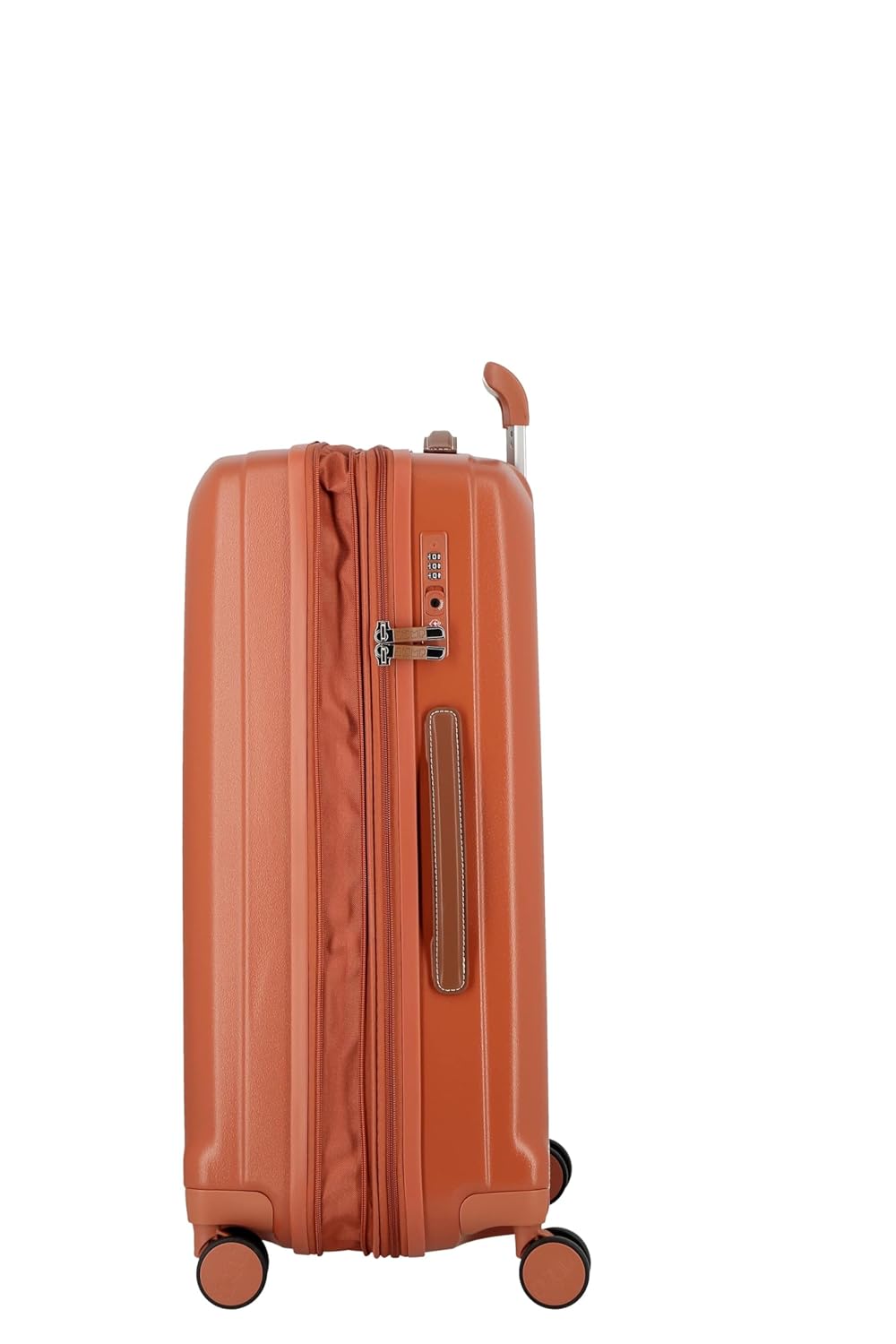 JUMP Uppsala Rigid-Terracota-Set of 2- Medium & Cabin-69,55 cm Expandable Hardsided 8 Wheel Luggage with TSA Lock, Anti-Theft Zipper, Name Tag with Luggage Cover