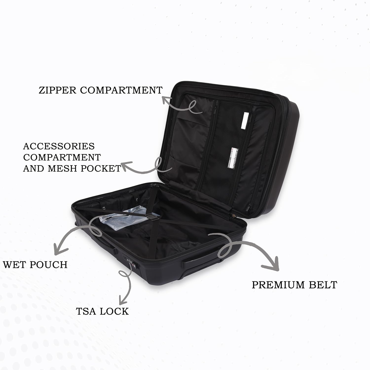 it luggage - Momentous Black PP Hardsided Fashion Luggage Cabin Trolley with Padded Laptop Section 8 Wheel with TSA Lock