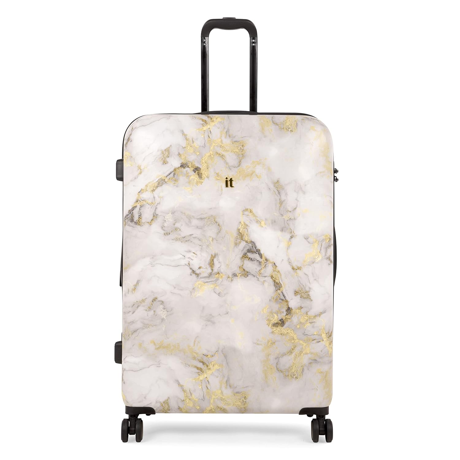 it luggage Sheen -Gold Grey Scale-Marble Effect Large-28 inches Expandable Polycarbonate Hardsided Suitcase Travel Bag 8 Wheel Trolley-80cm