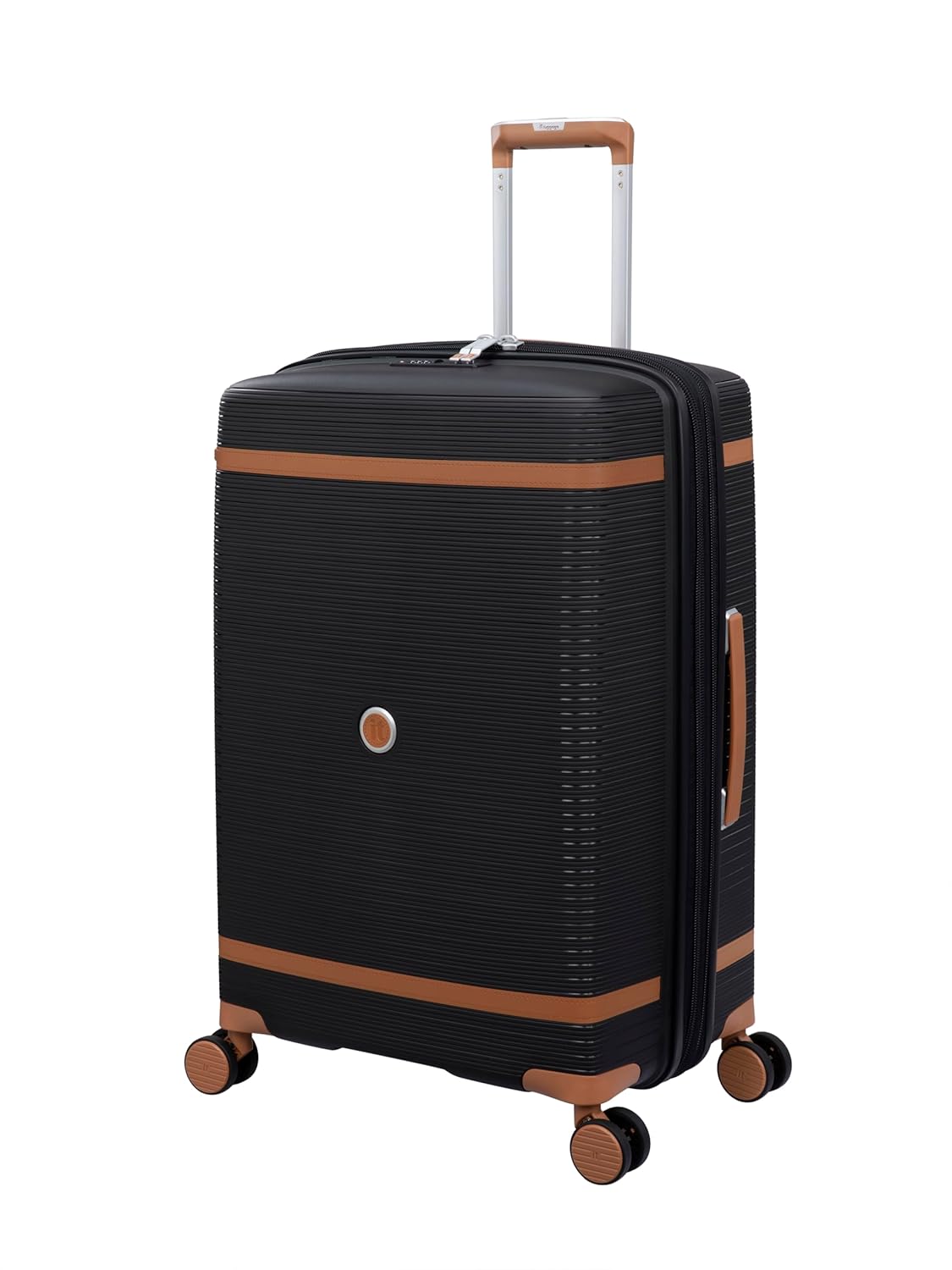 it luggage-Illustrious-Black-24 inches-Medium-Expandable Hard Case Beautiful Interior Check-in Luggage 8 Wheel Trolley Bag