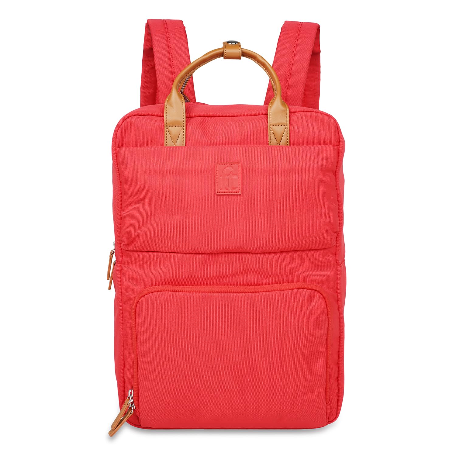 ft Backpack Weekender Red with Vegan Leather Trimmings Eco Responsible with one main compartment Padded Laptop section, Organizer and premium Key holder Fashion Backpack for Men and Women