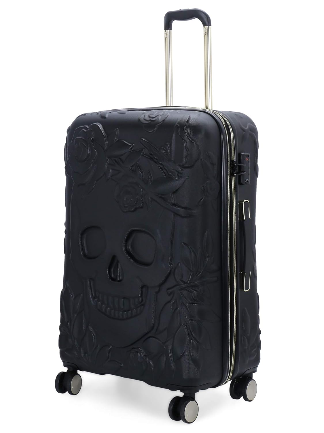 it luggage Skulls II-Black with Gold Highlights Medium-24 inches Expandable Hardsided with TSA Lock & Wet Pouch Inside 8 Wheel Trolley Bag