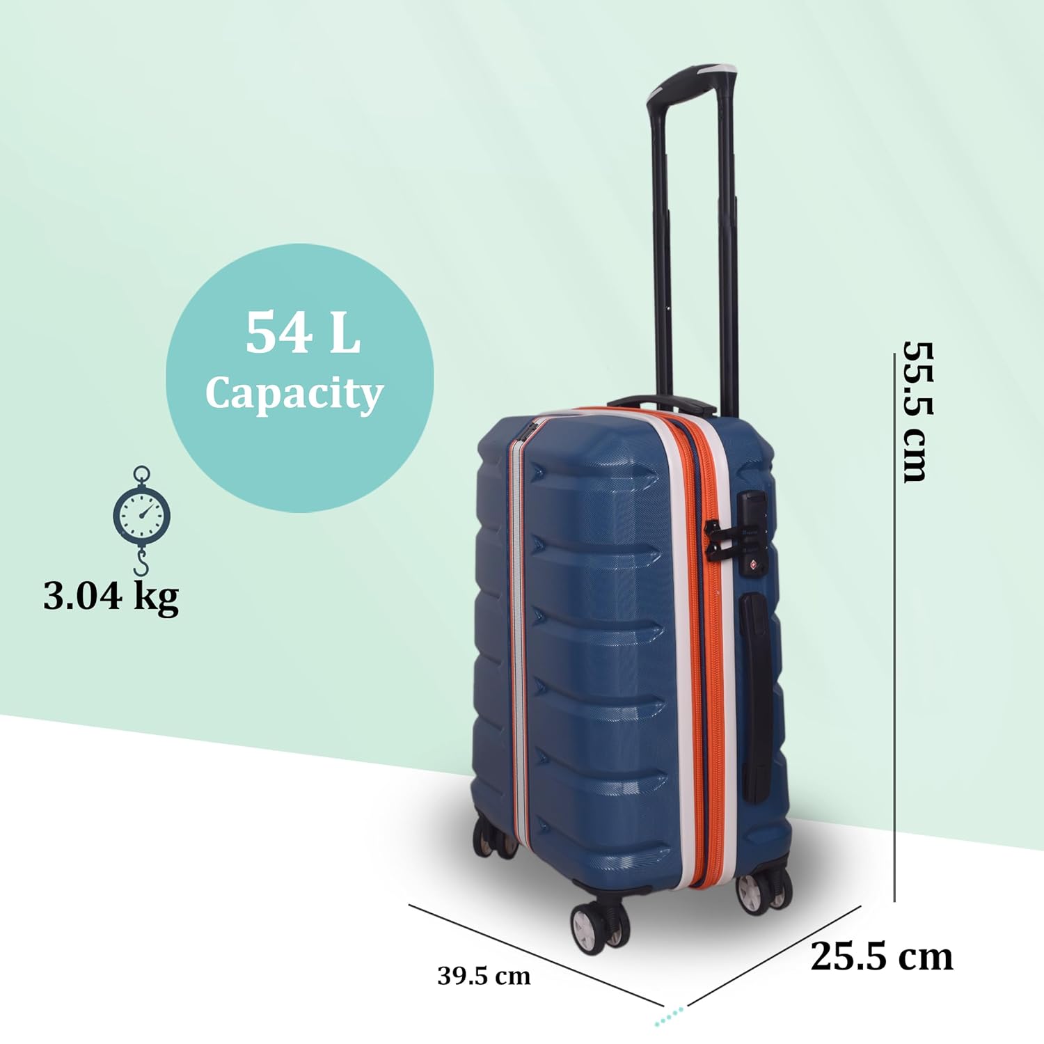 it luggage Intertide Blue Cabin-20 inches Expandable Polycarbonate Hard Case Carry on Luggage TSA Lock 8 Wheel Trolley Bag Water Proof Interior Pocket