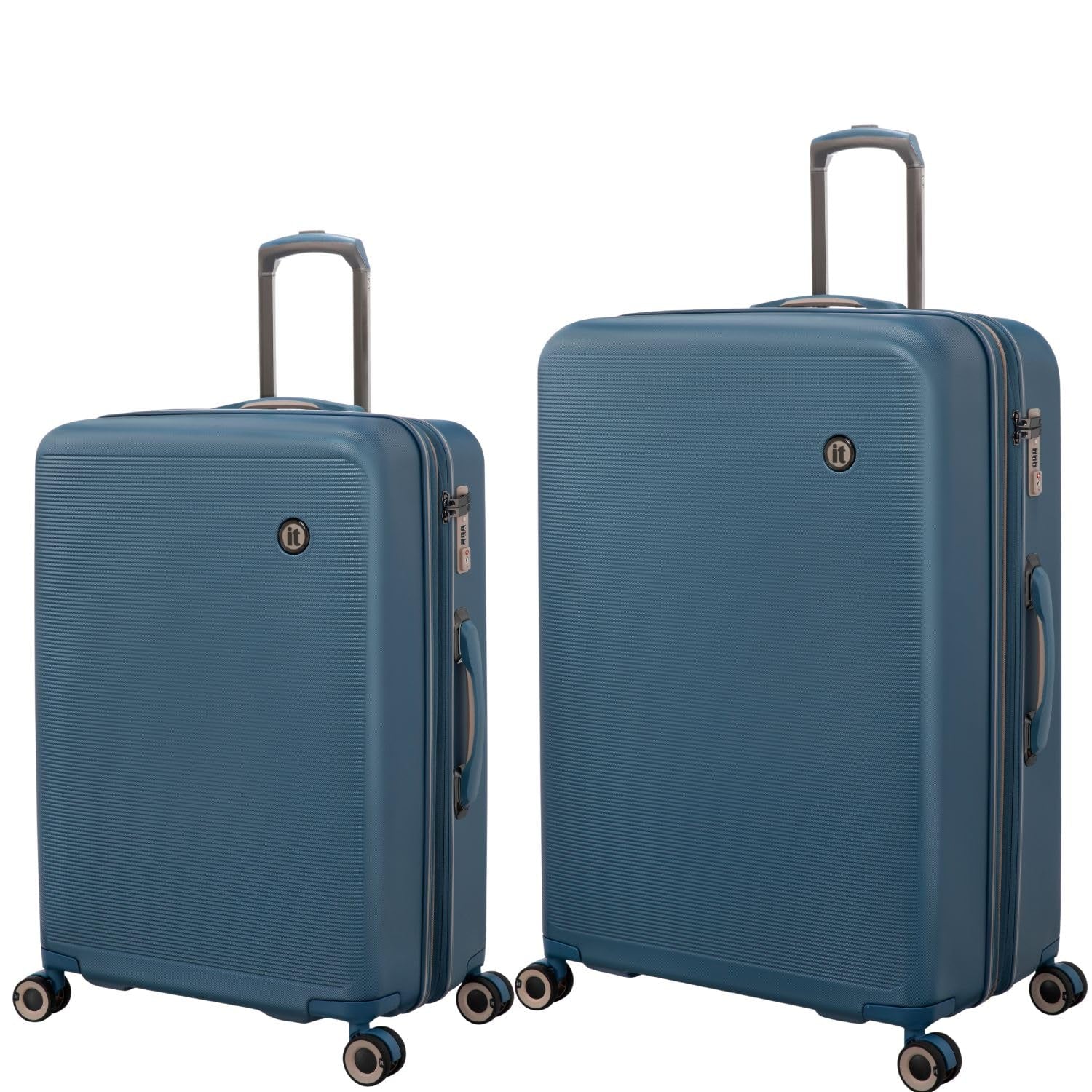 it luggage Rapidity-Teal Blue-Set of 2-28 & 24 inches Large & Medium Expandable Polycarbonate Hard Case Check-in Luggage 8 Wheel Trolley Bag with TSA Lock and Wet Pouch Inside
