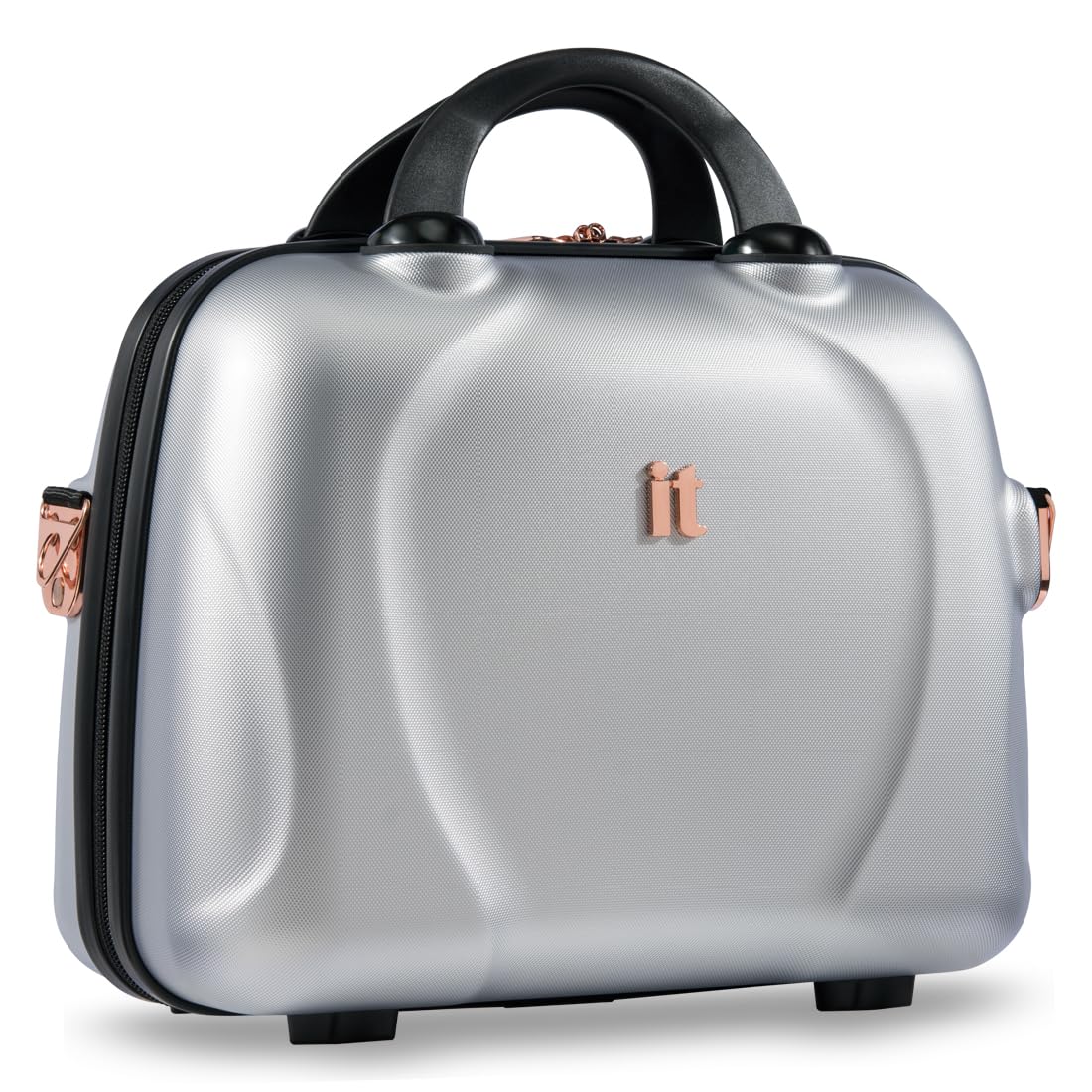 it luggage Vanity Case Sparkle-Silver-13.8 Inches Handbag for Women Hardsided Cosmetic Box Polycarbonate Makeup Box 35 cm