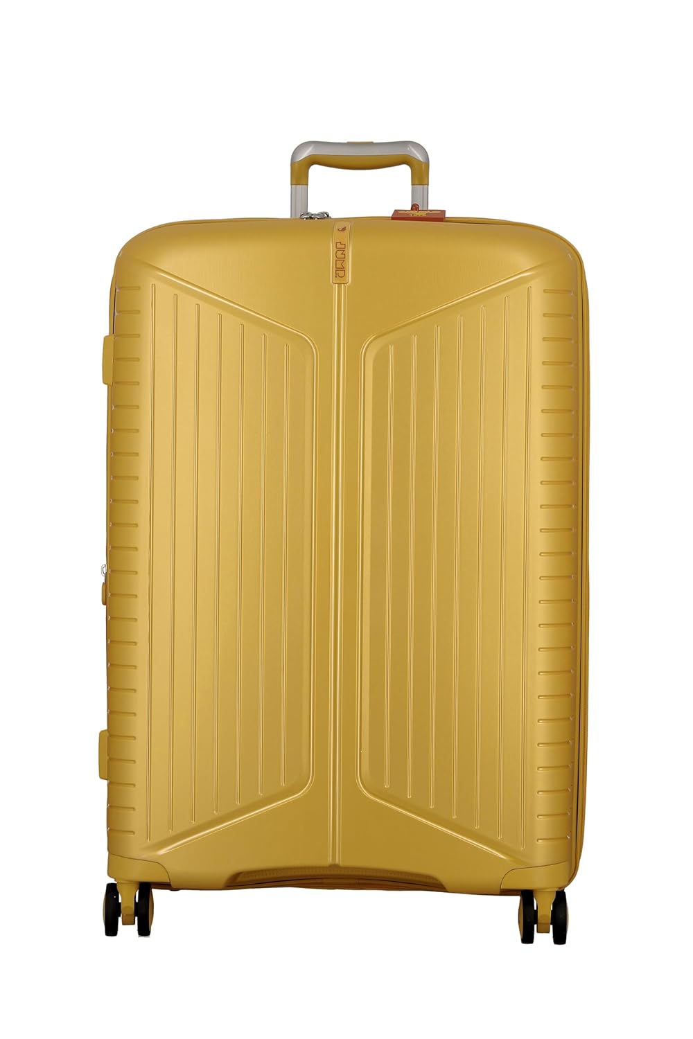 JUMP EVAE EV28 Metallic Yellow-Large-76cm Expandable Hardsided 8 Wheel Luggaage with TSA Lock, Shoe Pouch, Wet Pouch, Laundry Bag and Silicone Name tag