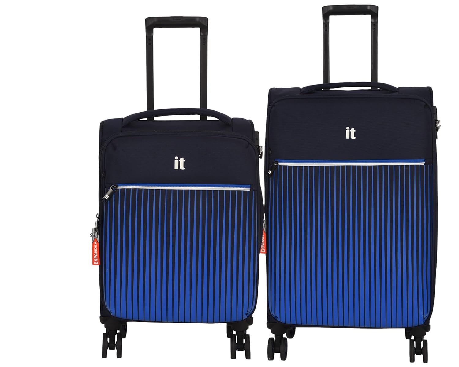 it luggage The Lite-Blue- Set of 2- Medium & Cabin-24 & 20 inches Expandable Softsided with TSA Lock 8 Wheel Trolley Bag