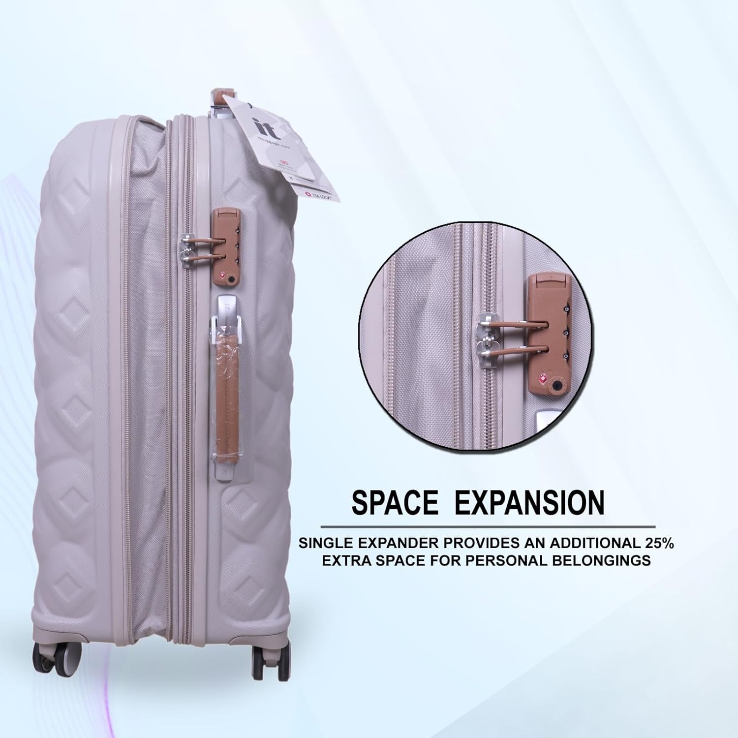 it luggage Embellish-Set of 3-Large, Medium & Small-28, 24 & 20 inches Hardsided Expandable Cabin & Check-in Luggage 8 Wheel Trolley Bag with TSA Lock & Wet Pouch Inside