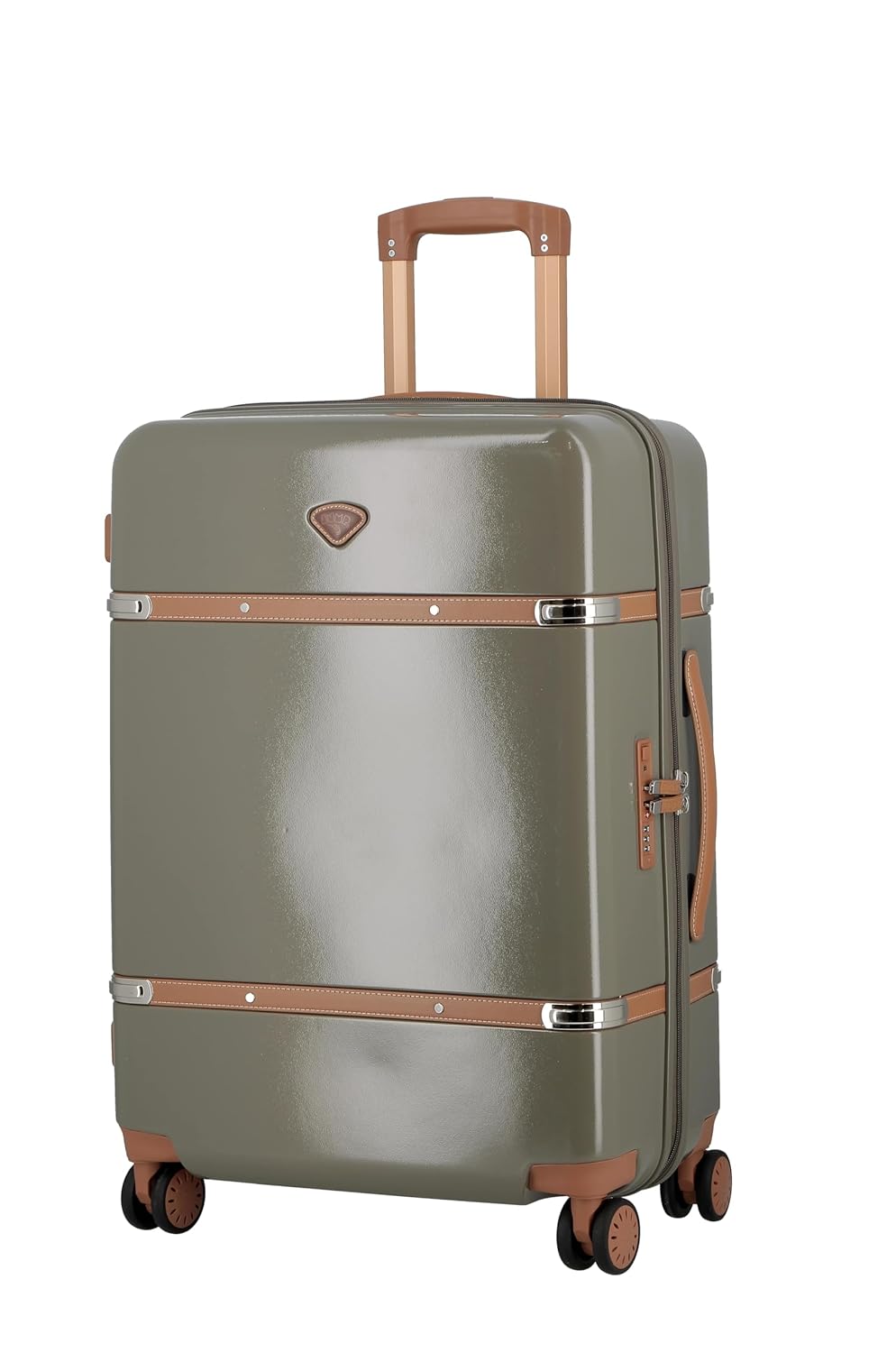 JUMP Cassis RIVIERA-Khaki-Medium-66 cm Eco Responsible Expandable Hardsided 8 Wheel Luggage with TSA Lock, Anti-Theft Zipper,Name Tag and Luxury Bag Cover