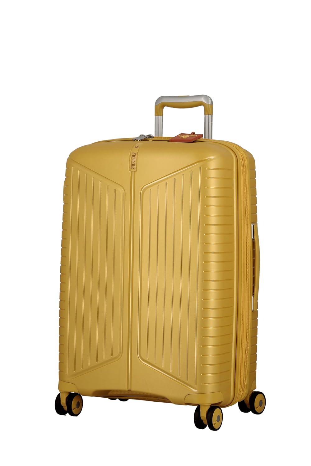 JUMP EVAE EV24 Metallic Yellow- Set of 2-Medium & Cabin-66,55cm Expandable Hardsided 8 Wheel Luggage with TSA Lock, Shoe Pouch, Wet Pouch, Laundry Bag and Silicone Name tag