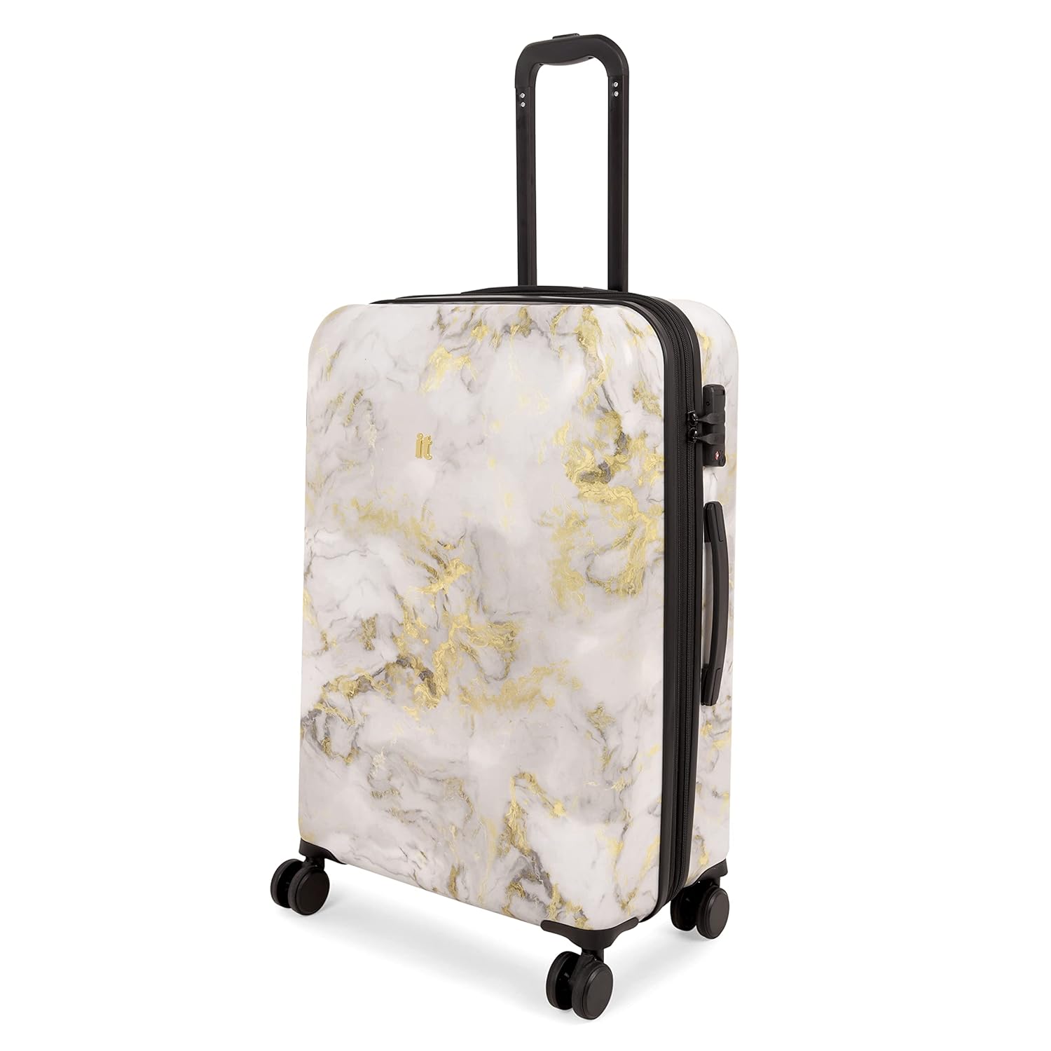 it luggage Sheen -Gold Grey Scale-Marble Effect Medium-24 inches Expandable Polycarbonate Hardsided Suitcase Travel Bag 8 Wheel Trolley-70cm
